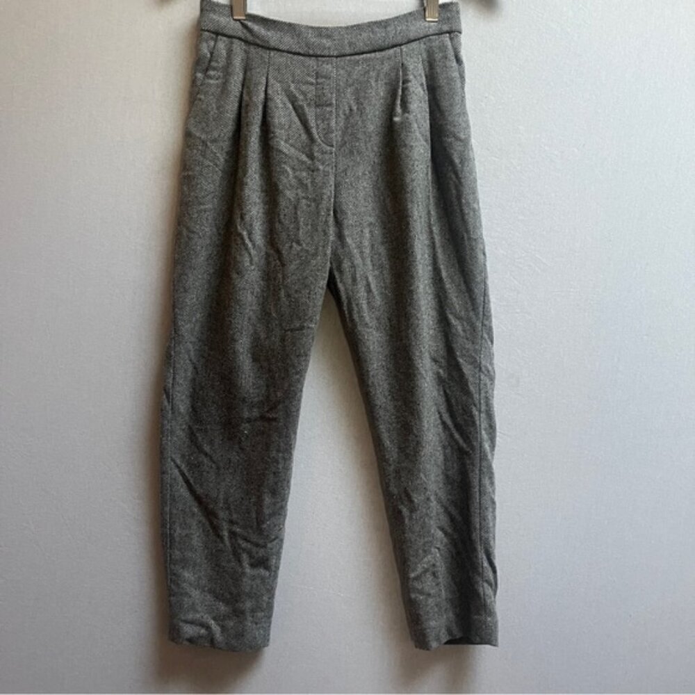Babaton Aritzia Cohen Gray Wool Silk Blend Pleated Trouser Pants Size 6